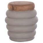 ΣΚΑΜΠΟ PUFFAT HM18172.03 FIBER CEMENT ΓΚΡΙ- ΞΥΛΟ TEAK TOP Φ45x46Υεκ.