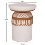 ΒΟΗΘΗΤΙΚΟ ΤΡΑΠΕΖΙ PRILEP HM18159.02 FIBER CEMENT ΛΕΥΚΟ & RATTAN--Φ60x76,5Υεκ - Image 2