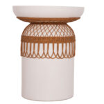 ΒΟΗΘΗΤΙΚΟ ΤΡΑΠΕΖΙ PRILEP HM18159.02 FIBER CEMENT ΛΕΥΚΟ & RATTAN--Φ60x76,5Υεκ - Image 3