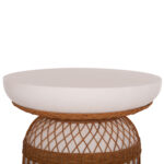 ΒΟΗΘΗΤΙΚΟ ΤΡΑΠΕΖΙ PRILEP HM18159.02 FIBER CEMENT ΛΕΥΚΟ & RATTAN--Φ60x76,5Υεκ - Image 4