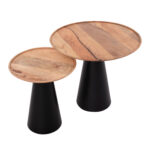 ΤΡΑΠΕΖΙA ΣΑΛΟΝΙΟΥ 2ΤΜΧ RIFF HM9997 ΞΥΛΟ MANGO-ΜΕΤΑΛΛΙΚΕΣ ΒΑΣΕΙΣ Φ60 & Φ40 εκ. - Image 3