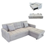 ΓΩΝΙΑΚΟΣ ΚΑΝΑΠΕΣ-ΚΡΕΒΑΤΙ ΑΝΑΣΤΡΕΨΙΜΟΣ NEZU HM3294.02 ΜΠΕΖ ΥΦΑΣΜΑ 213x145x83Υεκ.