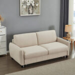 ΚΑΝΑΠΕΣ-ΚΡΕΒΑΤΙ ΜΕ ΑΝΑΔΙΠΛ.ΣΤΡΩΜΑ ETUDINE HM3311.02 ΜΠΕΖ ΥΦΑΣΜΑ 185x97x87Υεκ - Image 4