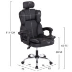 ΚΑΡΕΚΛΑ ΓΡΑΦΕΙΟΥ OCTAVIUS HM1202 ΜΑΥΡΟ PVC-ΜΕΤΑΛ.ΧΡΩΜΙΟ ΒΑΣΗ 63x73x129Υεκ - Image 2