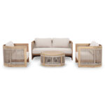 ΣΕΤ ΣΑΛΟΝΙ ΕΞ.ΧΩΡΟΥ 4ΤΜΧ ΣΕΙΡΑ ODYSSEY ΗΜ6264 ΞΥΛΟ ΑΚΑΚΙΑΣ-ΣΧΟΙΝΙ-ΜΠΕΖ ΥΦΑΣΜΑ - Image 4