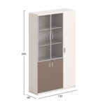 ΒΙΒΛΙΟΘΗΚΗ/ΝΤΟΥΛΑΠΙ NEWLINE HM18280 ΜΕΛΑΜΙΝΗ ΛΕΥΚΗ-ΑΝΟΙΧΤΟ ΚΑΦΕ--ΓΥΑΛΙ 120x40x200Υεκ - Image 2